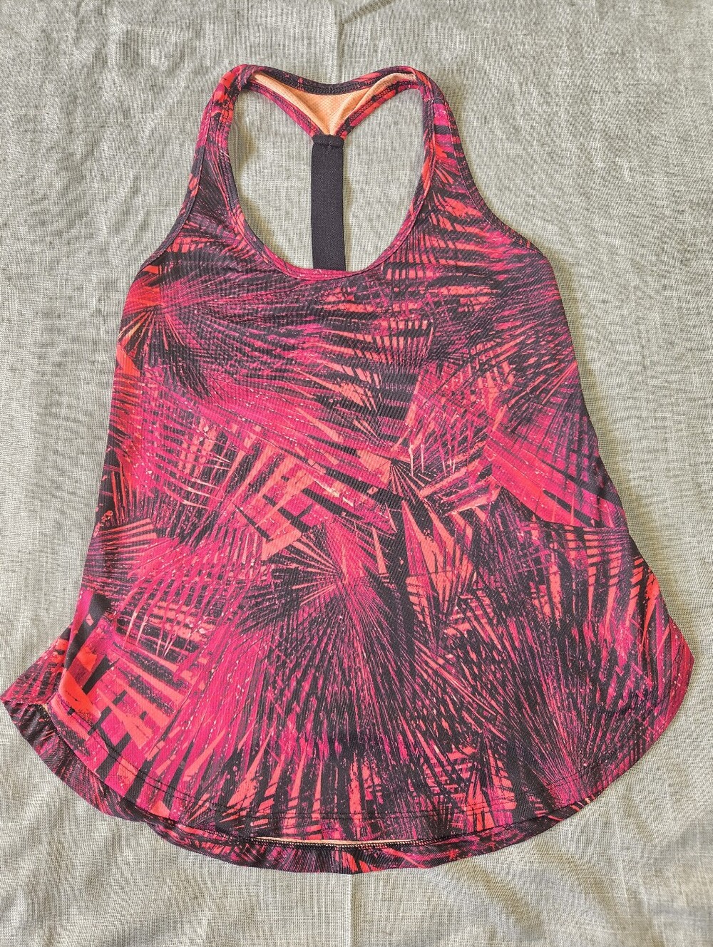 Old Navy Womens XS Go-Dry Active Tank Top Pink Palm Print Racerback Athletic